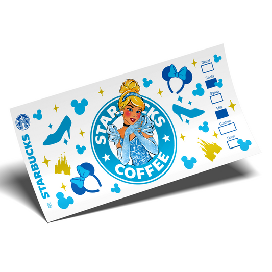 Cup Wrap Sticker - UV DTF Cinderella BLueishhhh