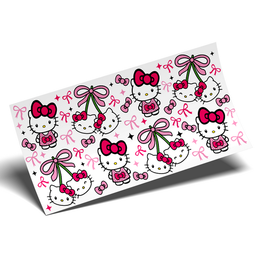Cup Wrap Sticker UV DTF - Coquette's Cherries Kitty