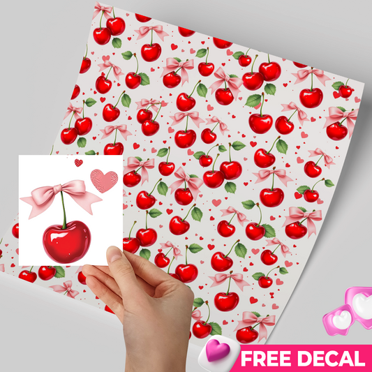 Printed Vinyl Sheet 12x12 " Permanent Vinyl - cherries