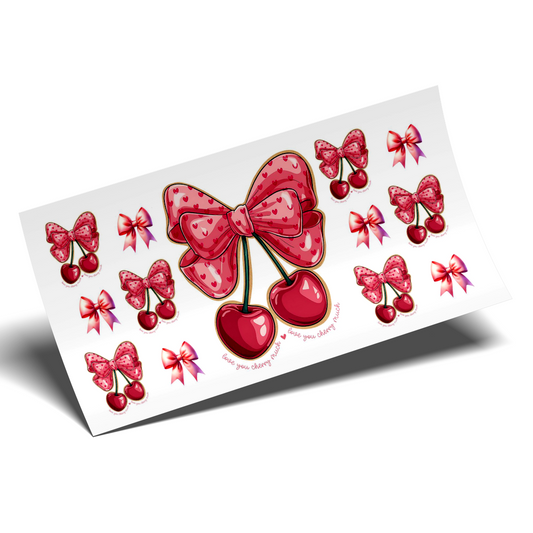 Cup Wrap Sticker UV DTF - Coquette's Cherries Love you cherry much