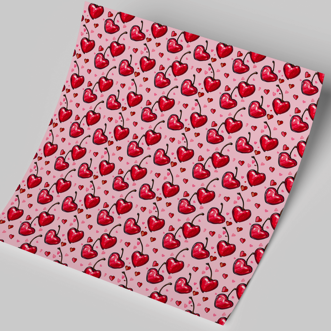Printed Vinyl Sheet 12x12 " Permanent Vinyl - Hearts or cherries?