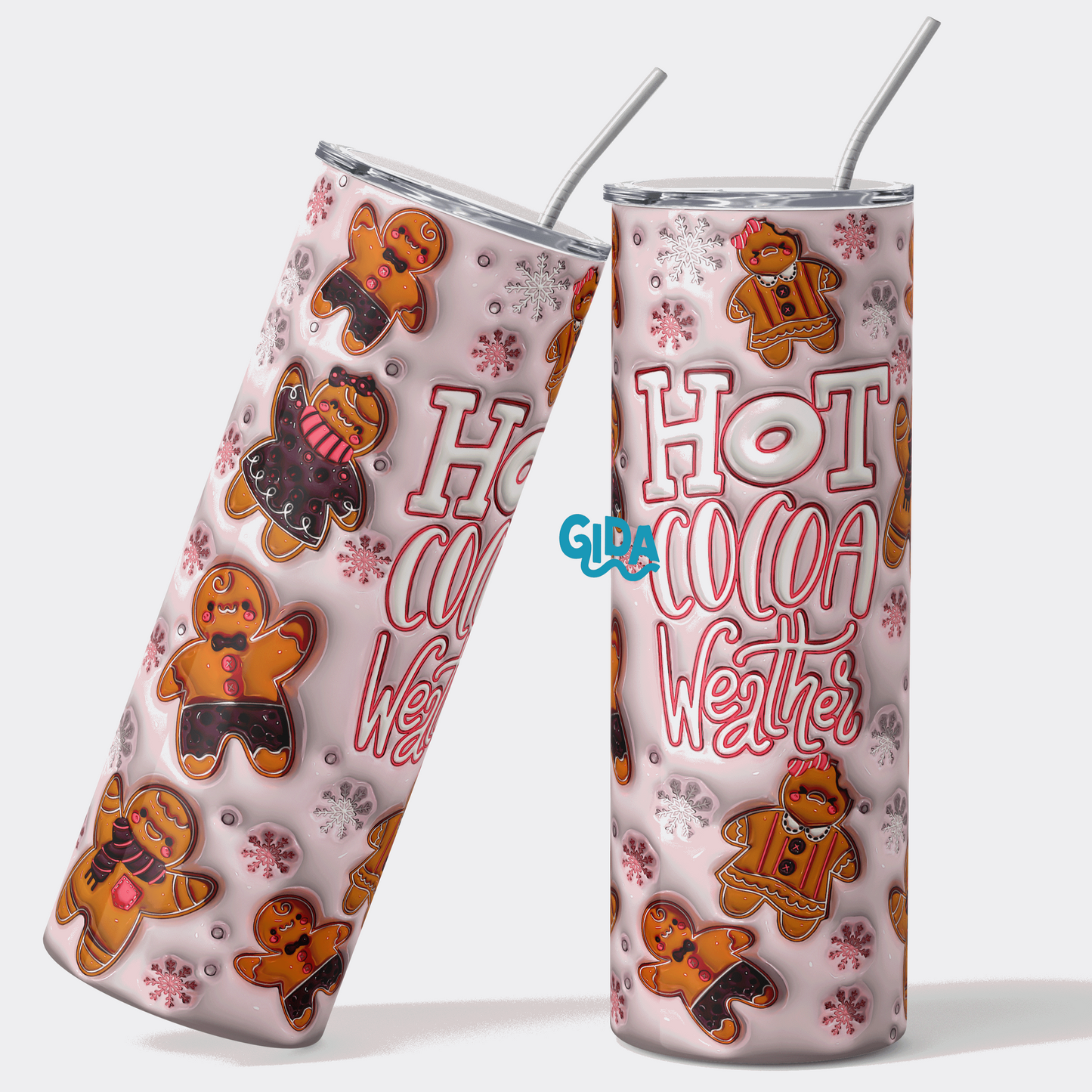 3D - Hot Cocoa Weather Christmas 20oz Straight Tumbler wrap Vinyl