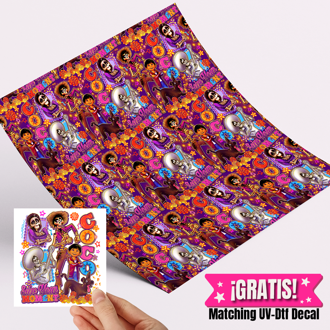 High Quality Printed Adhesive Vinyl – Permanent Finish 12x12" Coco / Free Uvdtd decal