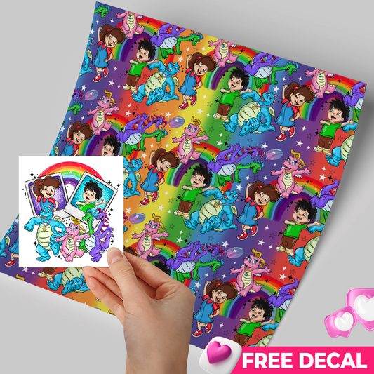 High-Quality Printed Adhesive Vinyl – Permanent Finish 12x12" Dragon Tales / Free Uvdtd decal