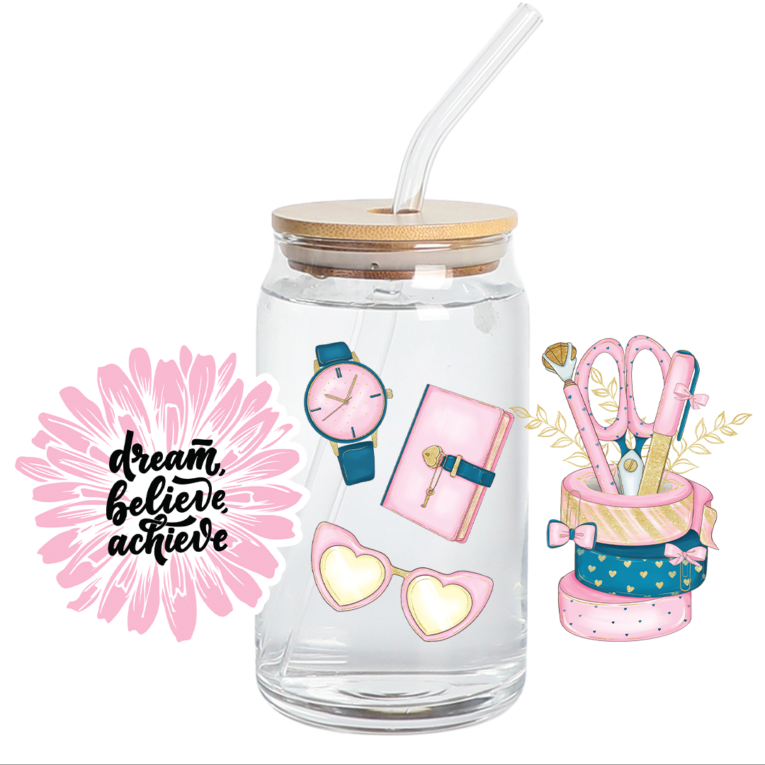UV DTF - Dream Believe Achieve Libbey 16 oz Wrap