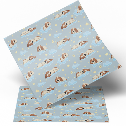 Printed Vinyl Sheet Sleeping Doggy Printed 12x12 " Permanent Vinyl