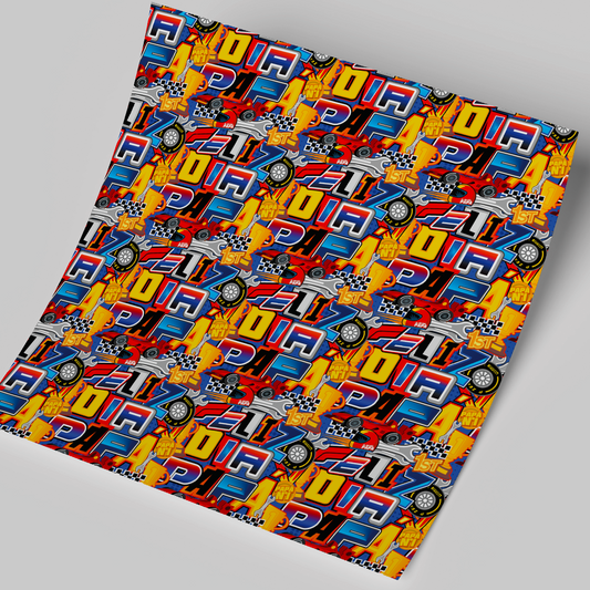 Printed Vinyl Sheet 12x12 " Permanent Vinyl - PAPA red pattern