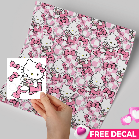 Printed Vinyl Sheet 12x12 " Permanent Vinyl - Free decal - Hello kitty Coquette