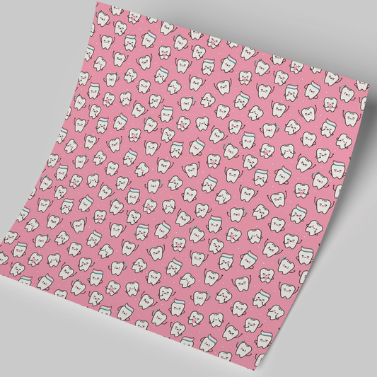 Printed Vinyl Sheet 12x12 " Permanent Vinyl - Dentist Pink pattern