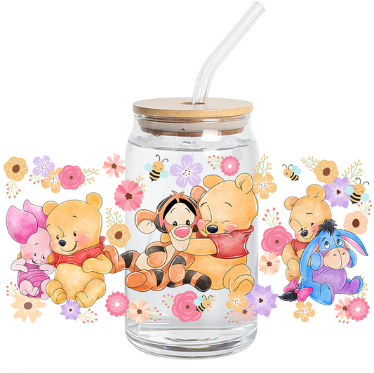 UV DTF Stickers Wrap - Winnie watercolor 16oz Libbey cup Wrap