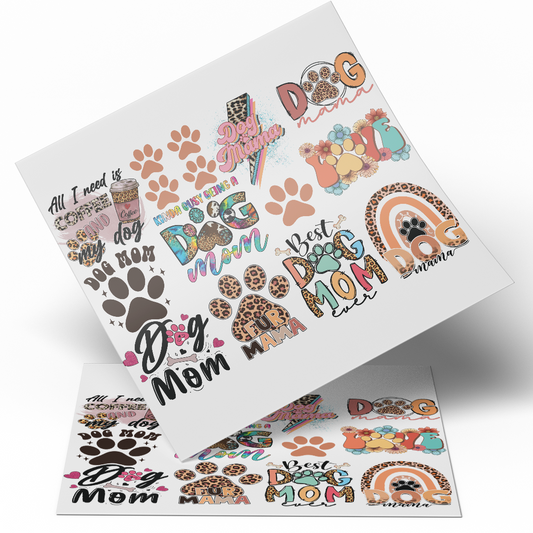 UV DTF WRAP - Dog Mom Pet Lovers Sheet 9.5x10 inches
