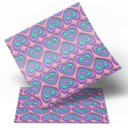 Printed Vinyl 3D - Purple Pink Hearts Straight 20oz Tumbler wrap Vinyl