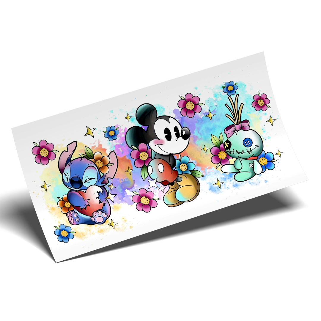Cup Wrap Stickers UV DTF - Mickey and Stitch