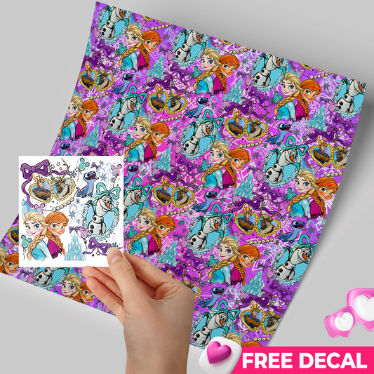 Printed Vinyl Sheet 12x12 " Permanent Vinyl - Frozen Princess
