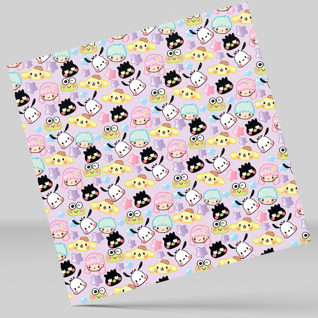 12x12" Permanent Printed Vinyl - Friend Kawaii Faces Kitty
