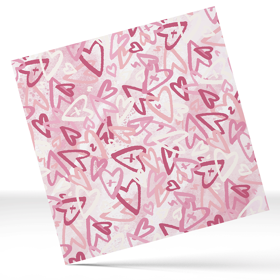 Pink and White Hearts 12x12  Permanent Vinyl
