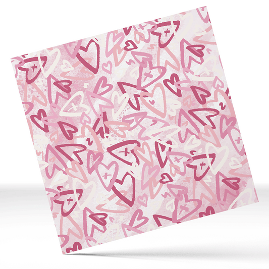 Pink and White Hearts 12x12 " Permanent Vinyl