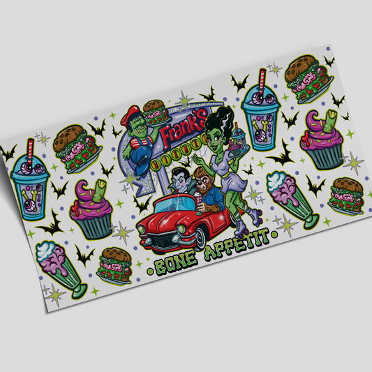 UV DTF Wrap Stickers - Frank bonne appetit - 16oz libbey