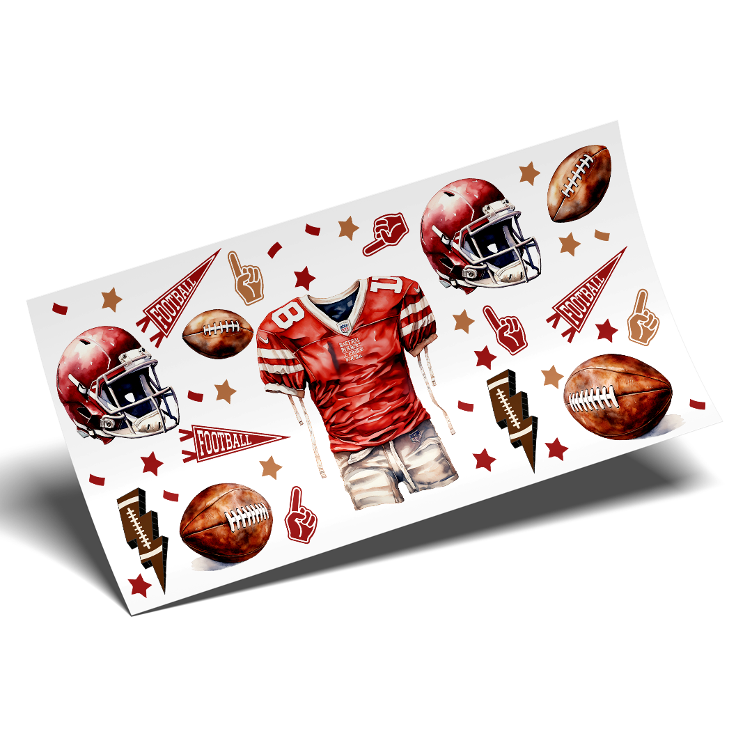 Cup Wrap Stickers UV DTF Wrap - American Football 16oz Libbey cup Wrap