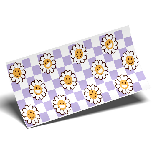 UV DTF WRAP - Hippie Flowers lilac checkered