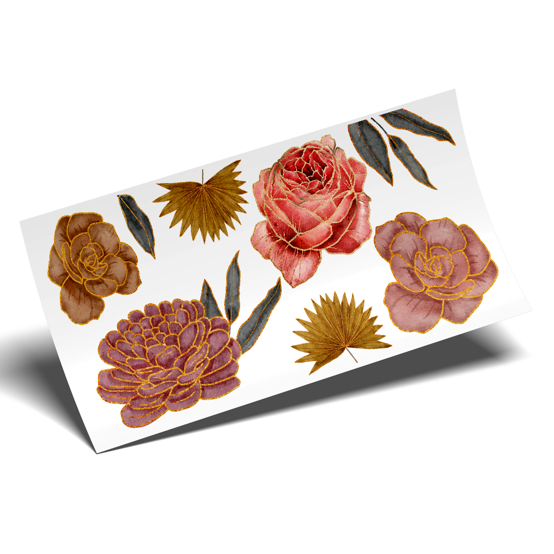 Cup Wrap Sticker - UV DTF Nude Pale Flowers