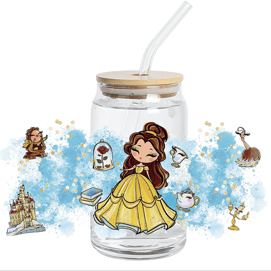 UV DTF - Cute princess Belle Libbey cup Wrap