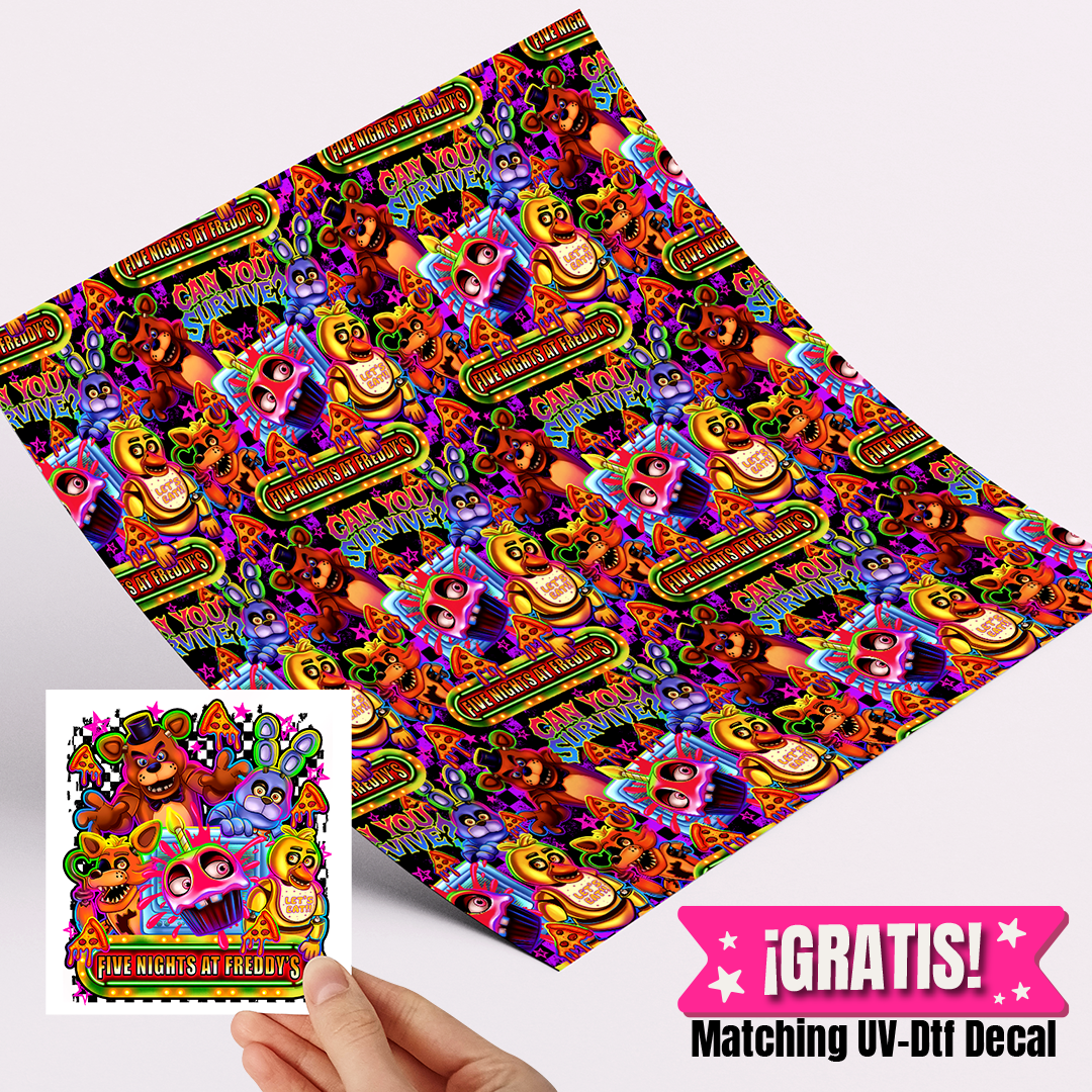 High Quality Printed Adhesive Vinyl – Permanent Finish 12x12" Freddy / Free Uvdtd decal