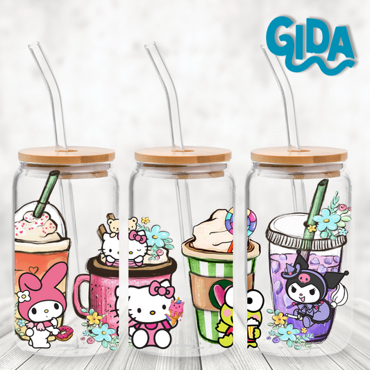UV DTF Stickers Wraps  -  Hello Kitty and Friends libbey cup Wrap