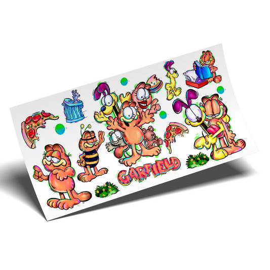 UV DTF Wrap Stickers - Garfield Neon Pizza