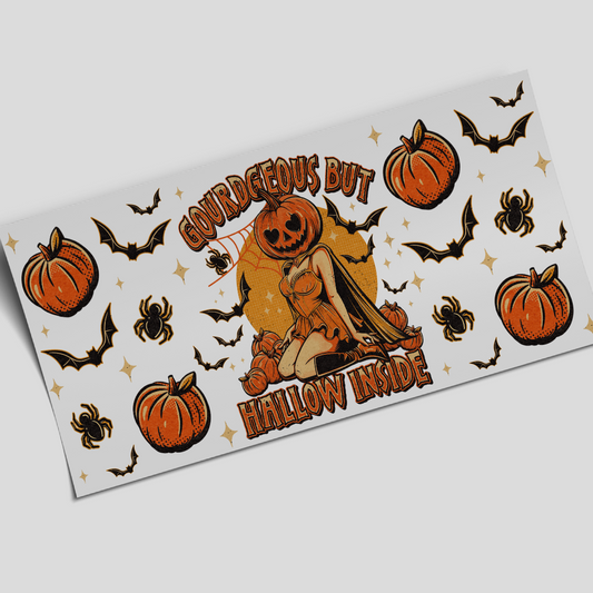 UV DTF Wrap Stickers - Gourdgeous but hallow inside - 16oz libbey