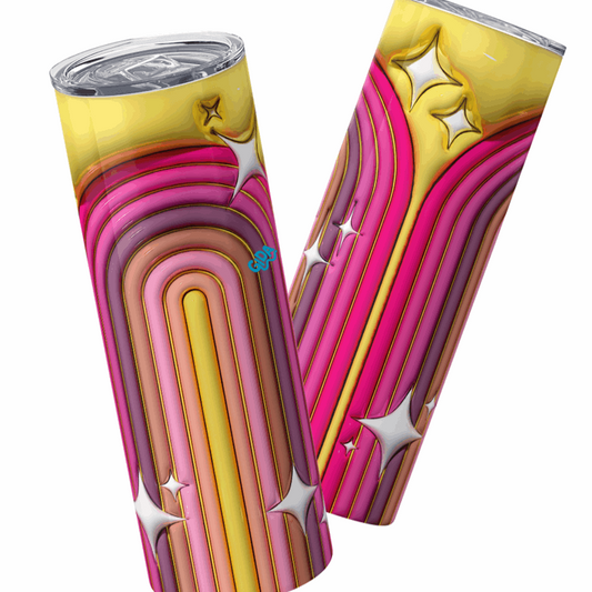 3D - Yellow Shiny Rainbow Straight 20oz Tumbler wrap Vinyl