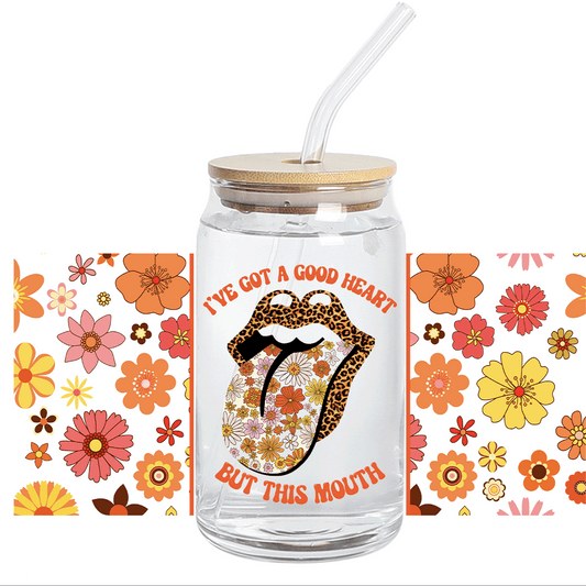 UV DTF - God Heart but this mouth Libbey cup Wrap