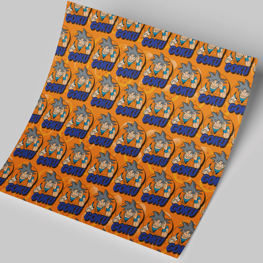 12x12" Permanent Printed Vinyl - Orange Goku Pattern