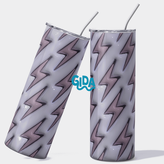 3D - Rayitos Thunder GREY 20oz Straight Tumbler wrap Vinyl