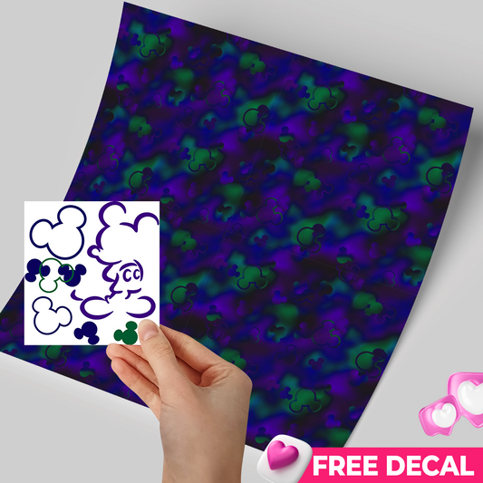 Printed Vinyl Sheet 12x12 " Permanent Vinyl - Blueish Mickey deep blue