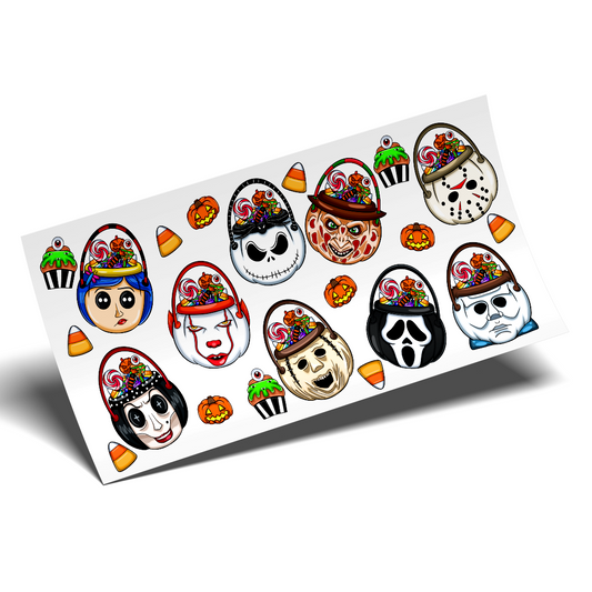 UV DTF Wrap Stickers - Halloween Baskets Heads