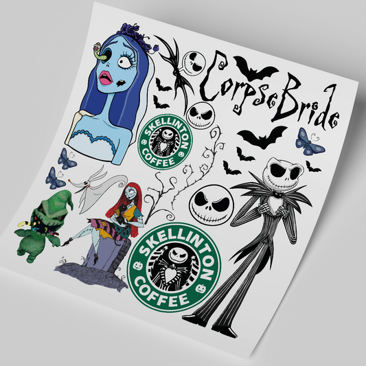 UV DTF WRAP - Jack and Sally Halloween Sheet 11x11 inches