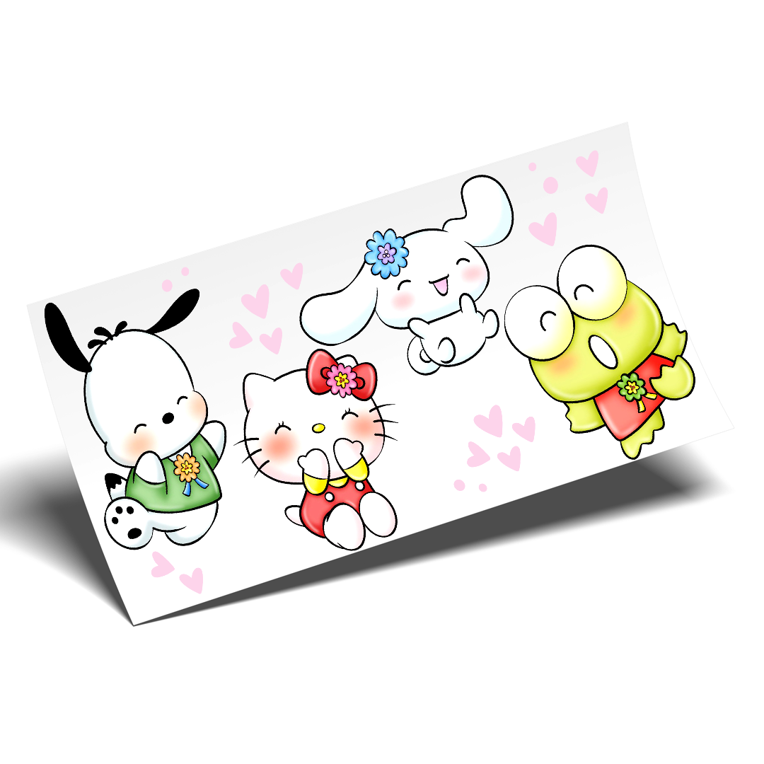 Cup Wrap Stickers UV DTF - Hand painted Hello Kitty Wrap 16 oz