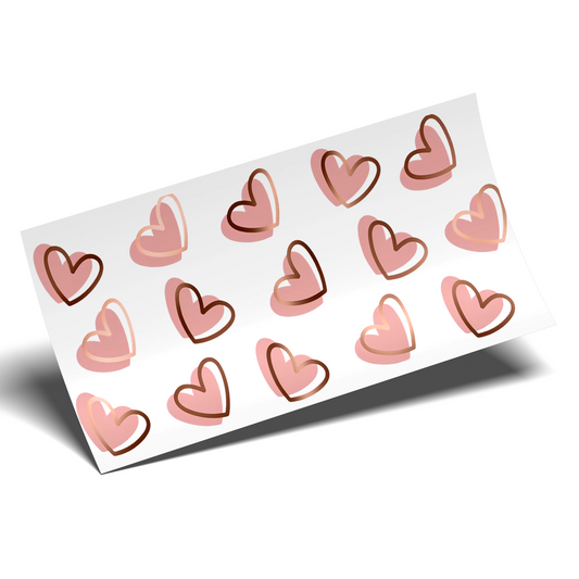 Cup Wrap Sticker - UV DTF Pink Hearts