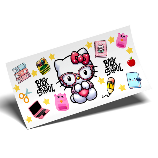 Cup Wrap Sticker UV DTF - Hello kitty Back to School Wrap