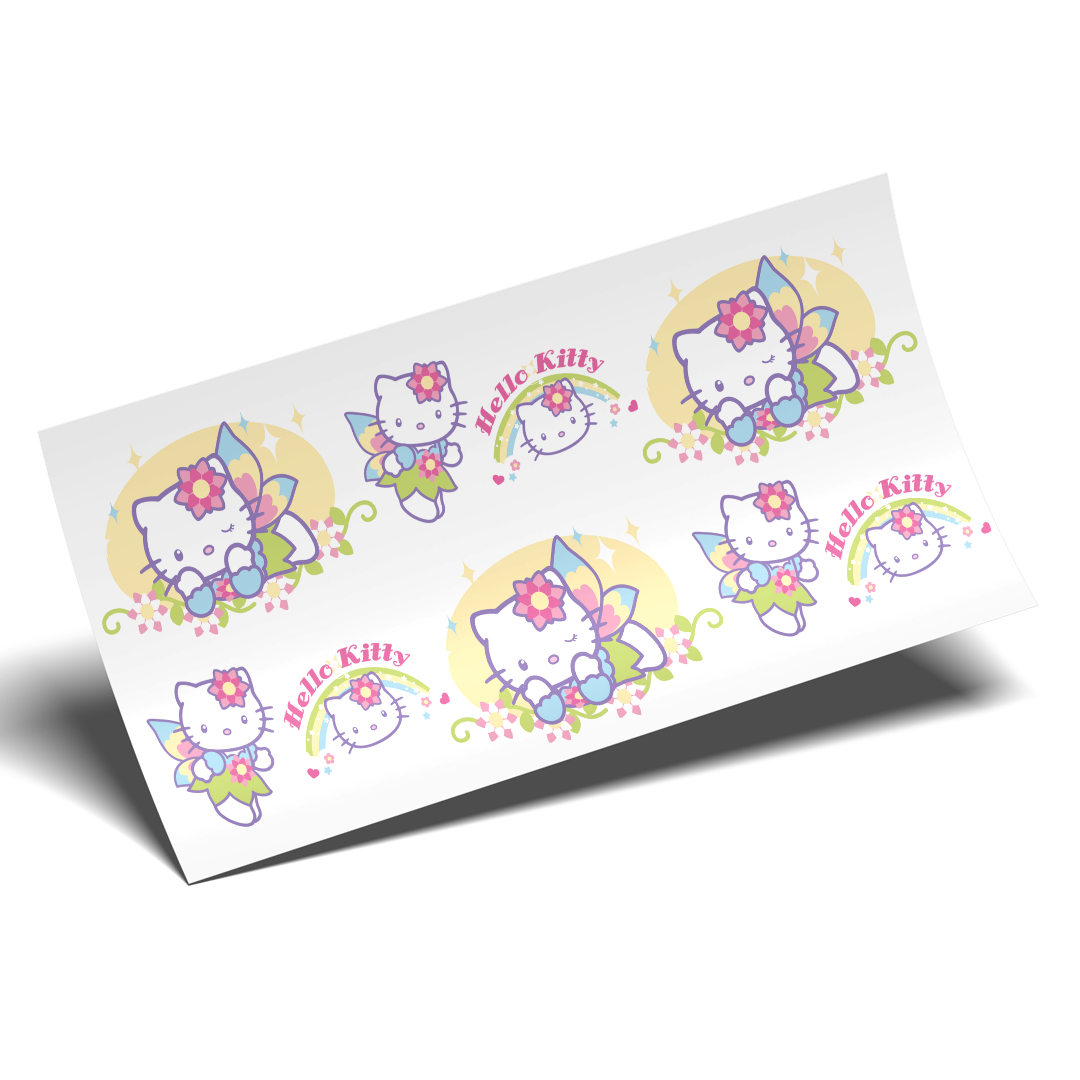 Cup Wrap Sticker - UV DTF Kitty Pastel Butterflies