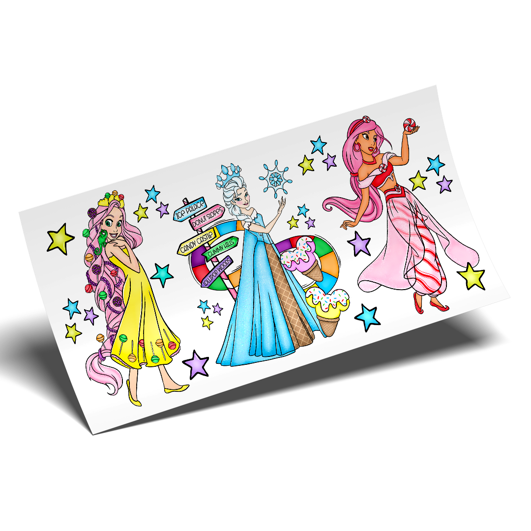uv dtf Cup Wrap Sticker - UV DTF CandyLand Princess together