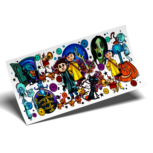 UV DTF Cup Wrap - Halloween Coraline Fan