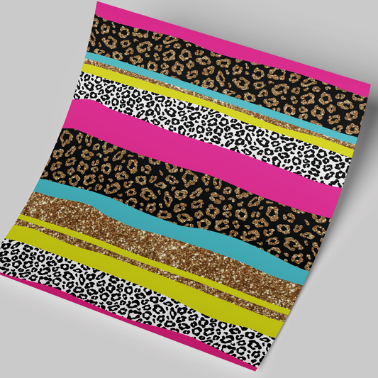 12x12" Permanent Printed Vinyl - Neon Animal Print Stripes