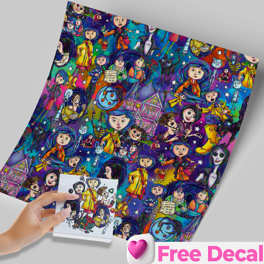 High-Quality Printed Adhesive Vinyl – Permanent Finish 12x12" CORALINE D / Free Uvdtd decal