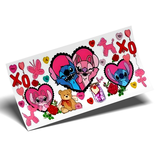 Cup Wrap Sticker - UV DTF Stitch bear and butterflies