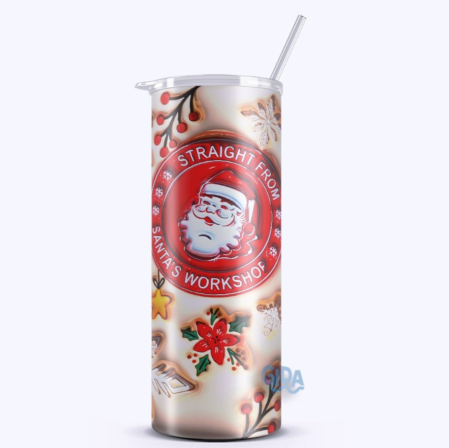 3D - Red Santa Christmas 20oz Straight Tumbler wrap Vinyl