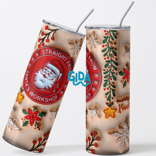 3D - Red Santa Christmas 20oz Straight Tumbler wrap Vinyl