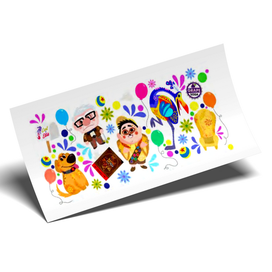UV DTF - Up movie carl and friends doodle uv dtf cup wrap