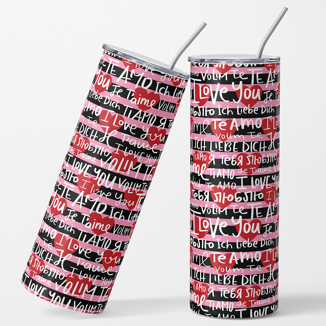 Printed Permanent Vinyl je t'aime Love Te amo 12x12 "